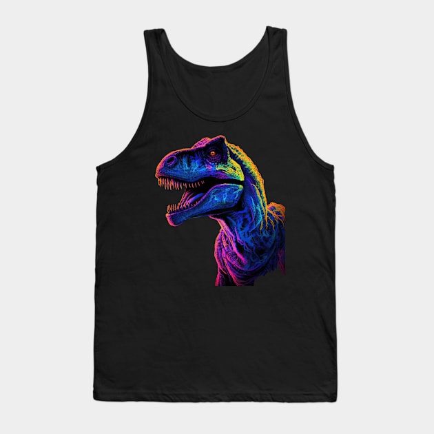 T-Rex, Neon Glow, King of the Dance Floor - Party Neon Glow Tank Top by WyldbyDesign